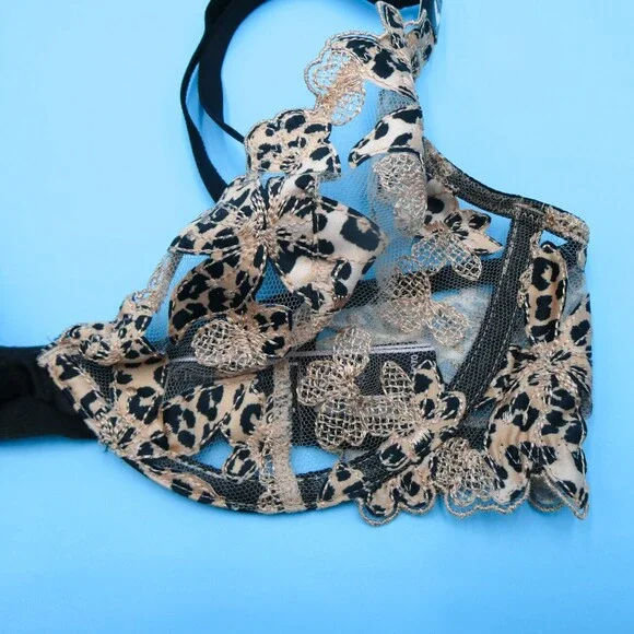 Victorias Secret Balconette Bra 32D Black Low Cut Demi Lingerie Unlined Sexy New - Picture 5 of 10